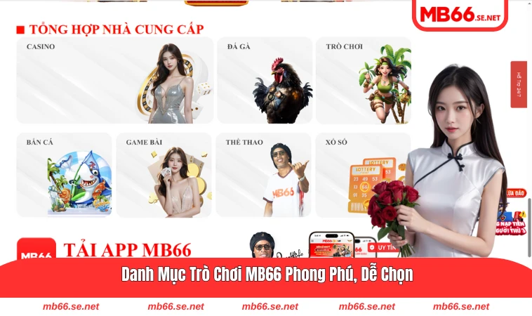 Danh mục trò chơi đa dạng được phân chia rõ ràng